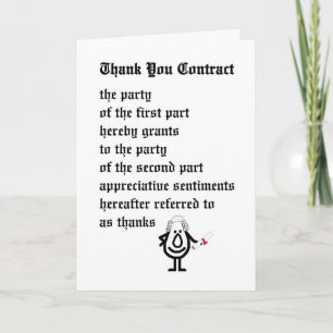 Thank You Contract - a funny legal thank you poem Card