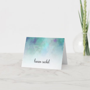 Thank You Cool Colors Aqua Blue Purple White Note Card