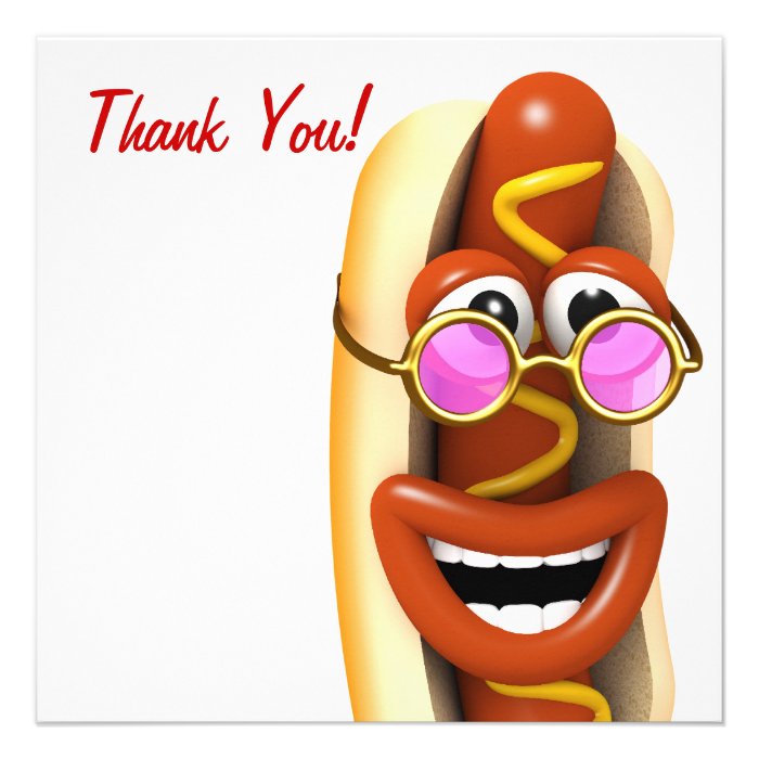 Thank You Cool Hippy Hot Dog Personalized Invites