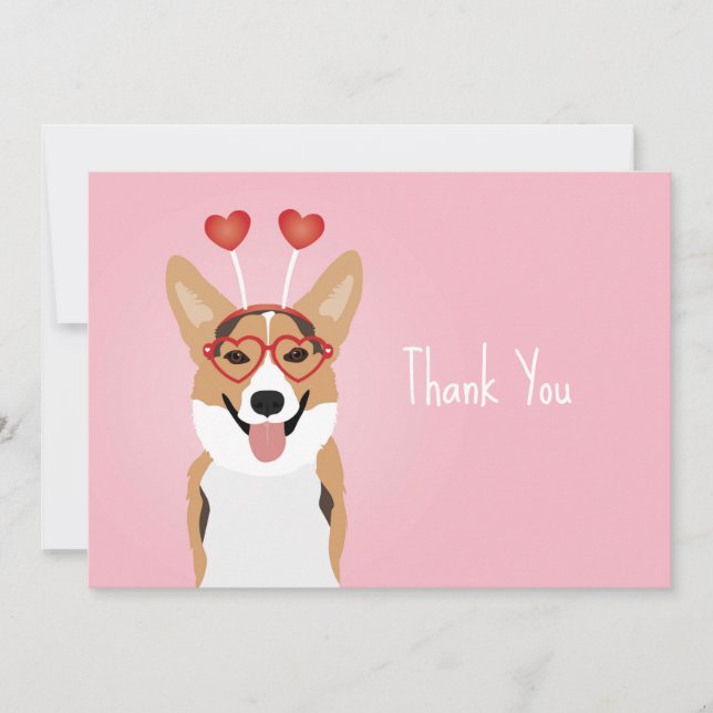 Thank You Corgi Dog Valentines Day Card (Front)