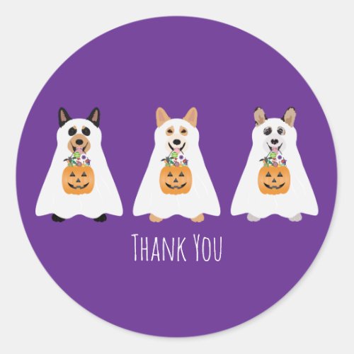 Thank You Corgi Ghost Dogs Halloween Classic Round Sticker