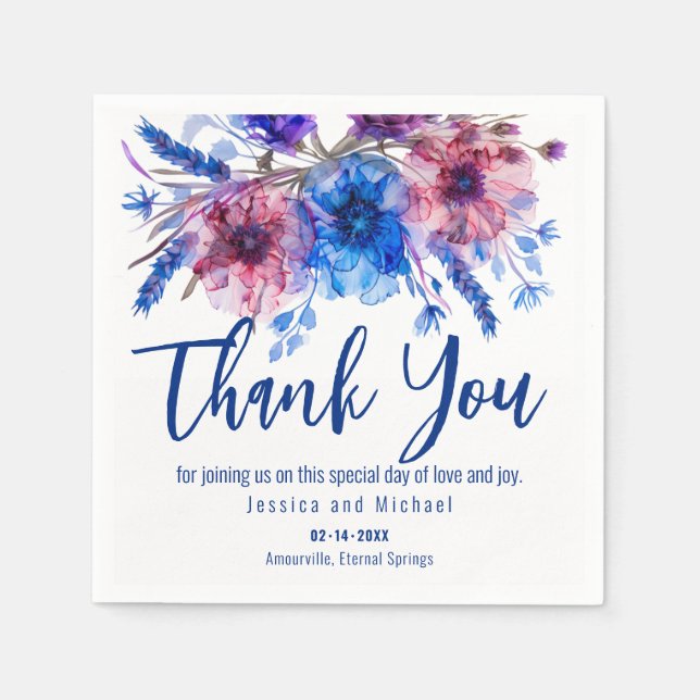 💍Thank you  Cornflowers and Lavender  Napkins (Front)