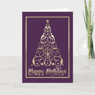 Thank You Corporate Christmas Tree Purple Holiday Card