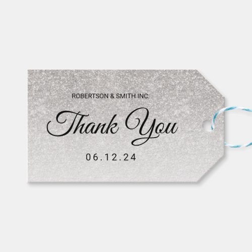 Thank You Corporate Fundraiser Silver Glitter Gift Tags