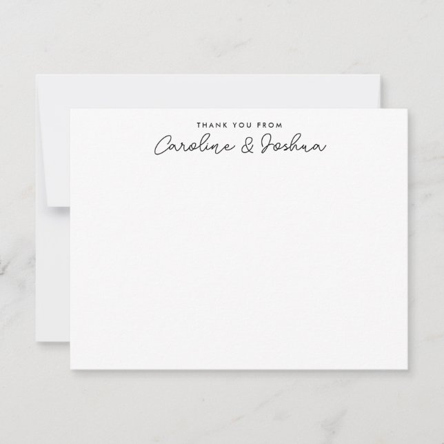Thank You Couple Newlywed Name Wedding Stationery Note Card (Front)