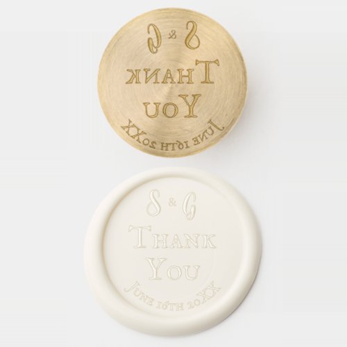 Thank You Couple Wedding Date Monogram Initials Wax Seal Stamp