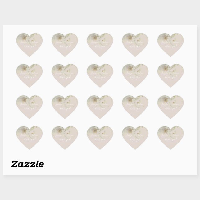 "Thank you!" Couple's Names Wedding Mauve Peony Heart Sticker (Sheet)