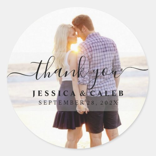 Thank You Couples Photo Circle Sticker