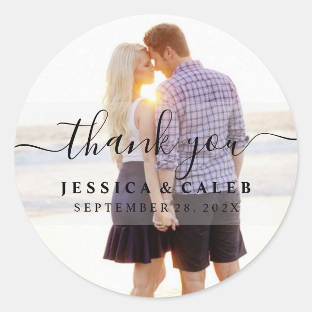 Thank You Couple's Photo Circle Sticker (Front)