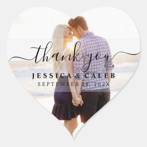 Thank You Couples Photo Heart Sticker