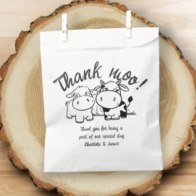 Thank You Cow Themed Wedding Favor Bag (Thank You Cow Themed Wedding Favor Bags from Ricaso. Delightful cattle couple personalized wedding)
