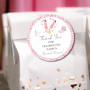 Thank You Cowboy Boots & Bubbly Bridal Shower Classic Round Sticker