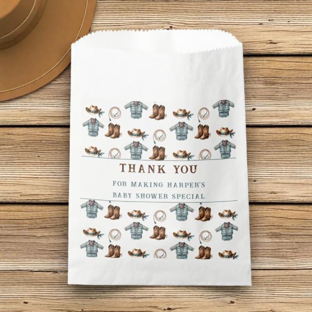 Thank You Cowboy Pattern Boy Baby Shower  Favor Bag (Creator Uploaded)