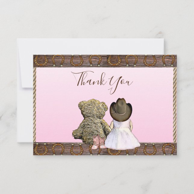 Thank You | Cowgirl Themed Baby Shower  Card (Front)