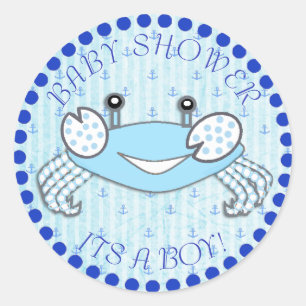 Thank You Crab Nautical Baby Shower Stickers