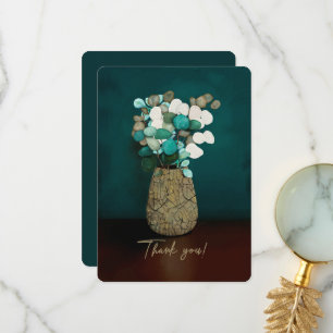 Thank You! Crackled Vase Silver Dollar Flowers You Card