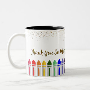 Thank You Crayon Star Design for Teacher Two-Tone Coffee Mug