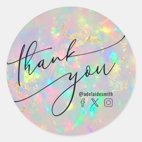 thank you crystal opal classic round sticker