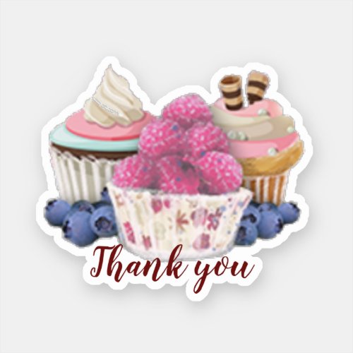 Thank you cup cakes  sticker