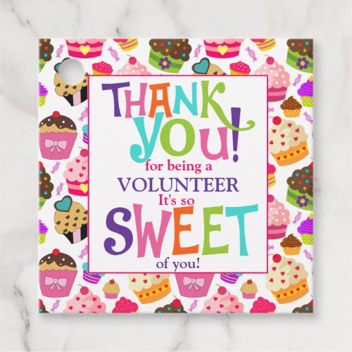 Thank You Cupcake Volunteer Favor Tags