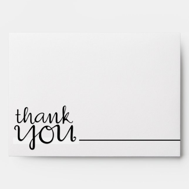 Thank You Cursive black A2 Note Card Envelope (Front)