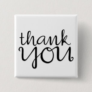 Thank You Cursive black Magnet Button