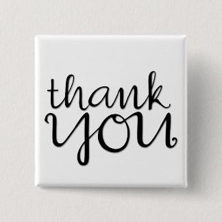 Thank You Cursive black Magnet Button