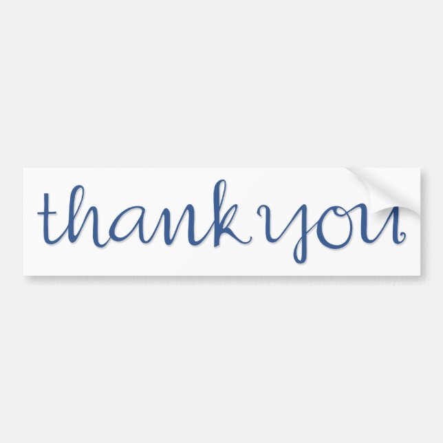 Thank You Cursive blue Bumper Sticker (Front)