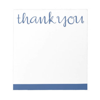 Thank You Cursive blue Notepad