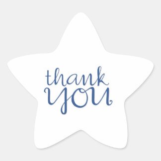 Thank You Cursive blue Star Sticker
