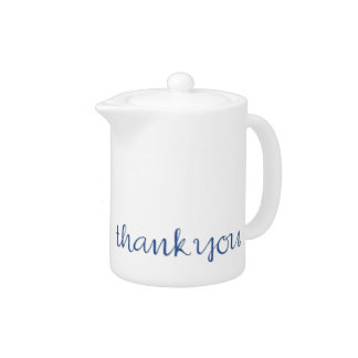 Thank You Cursive blue Teapot