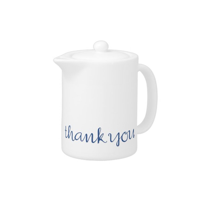 Thank You Cursive blue Teapot (Right)