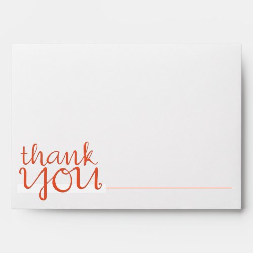 Thank You Cursive tangerine A7 Note Card Envelope