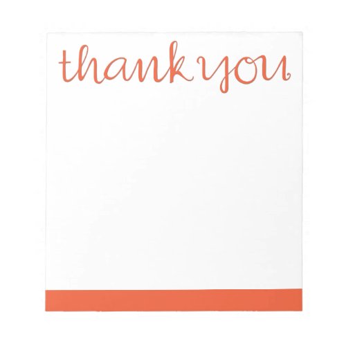 Thank You Cursive tangerine Notepad