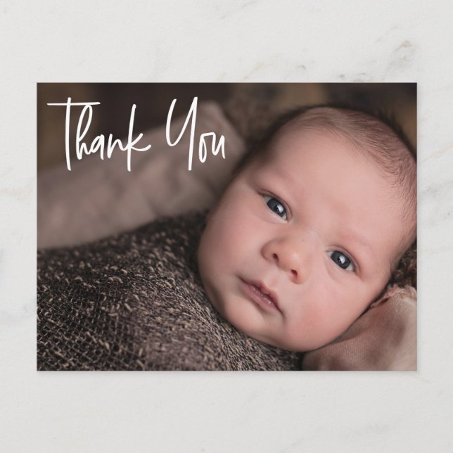 THANK YOU custom Baby photo Announcement Postcard (Front)