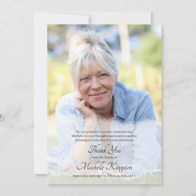 Thank You Custom Bereavement Photo Funeral Card Zazzle
