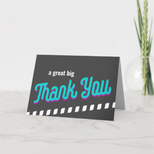 Thank You Custom Bold Modern Teal on Gray Card