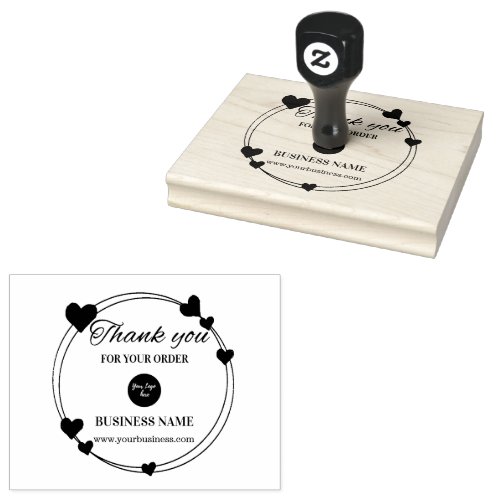 Thank you custom business logo heart  rubber stamp