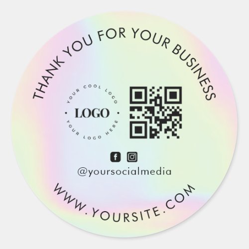 Thank You Custom Company Logo QR Code Social Media Classic Round Sticker