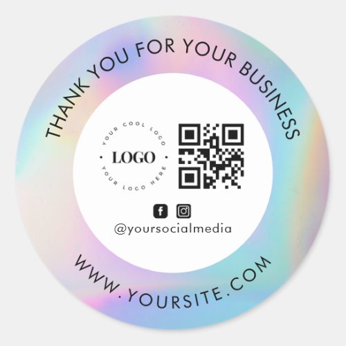 Thank You Custom Company Logo QR Code Social Media Classic Round Sticker