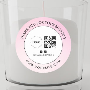 Thank You Custom Company Logo QR Code Social Media Classic Round Sticker