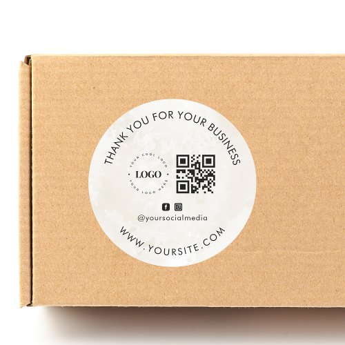 Thank You Custom Company Logo QR Code Social Media Classic Round Sticker
