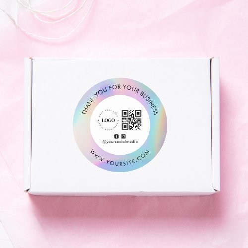 Thank You Custom Company Logo QR Code Social Media Classic Round Sticker