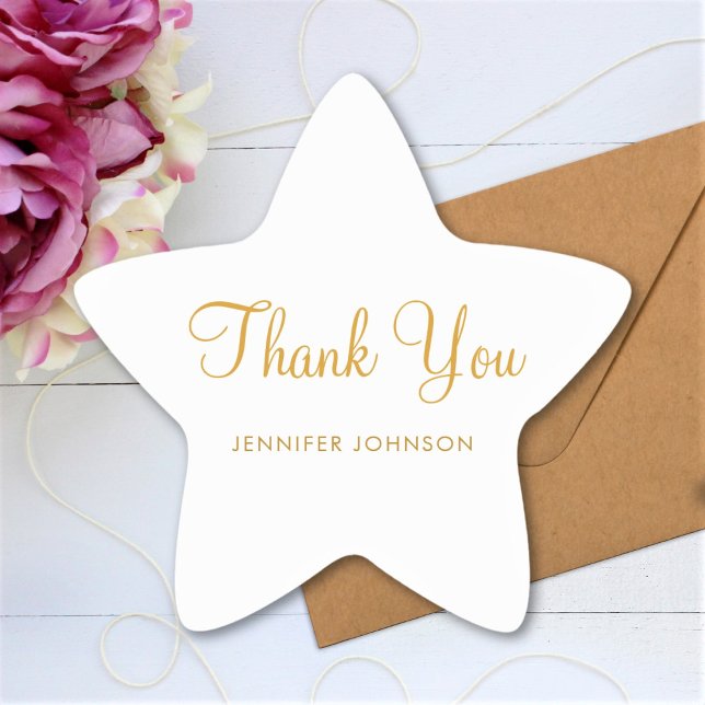 Thank You Custom Elegant Script Text Name Star Sticker (Creator Uploaded)