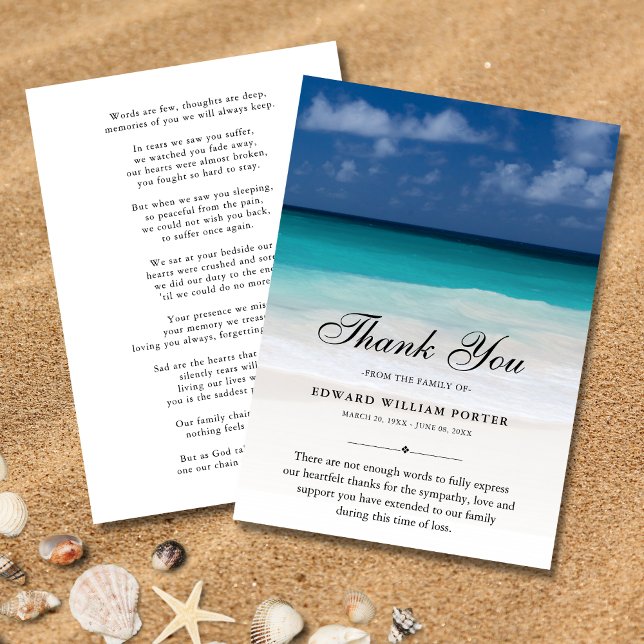 Thank You Custom Funeral Beach Sympathy Grief Card (Creator Uploaded)