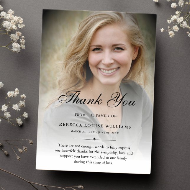 Thank You Custom Funeral Photo Sympathy Acrylic Invitations (Creator Uploaded)