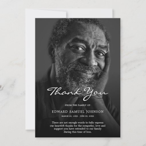 Thank You Custom Funeral Photo Sympathy Grief Loss | Zazzle