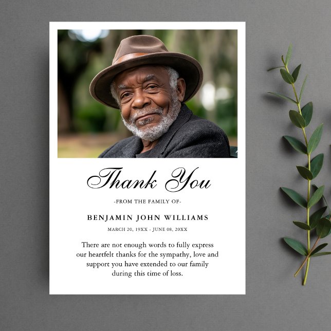 Thank You Custom Funeral Photo Sympathy Grief Loss (Sympathy Thank You Card)