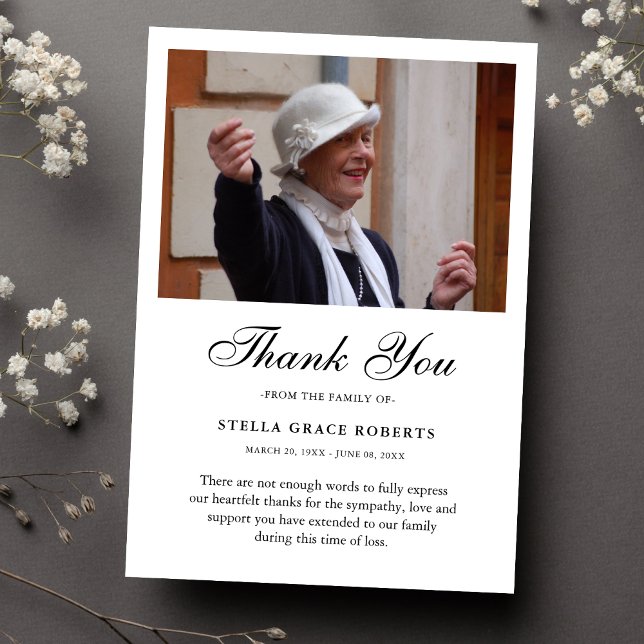 Thank You Custom Funeral Photo Sympathy Grief Loss (Sympathy Thank You Card)