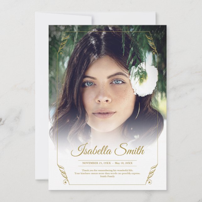 Thank You Custom Funeral Photo Sympathy Grief Loss Card (Front)